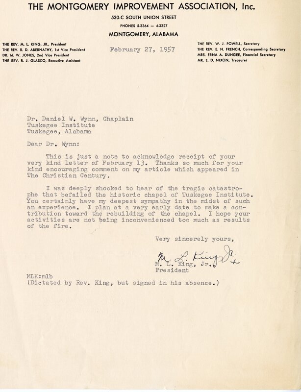 MLK and Daniel Wyn Correspondence